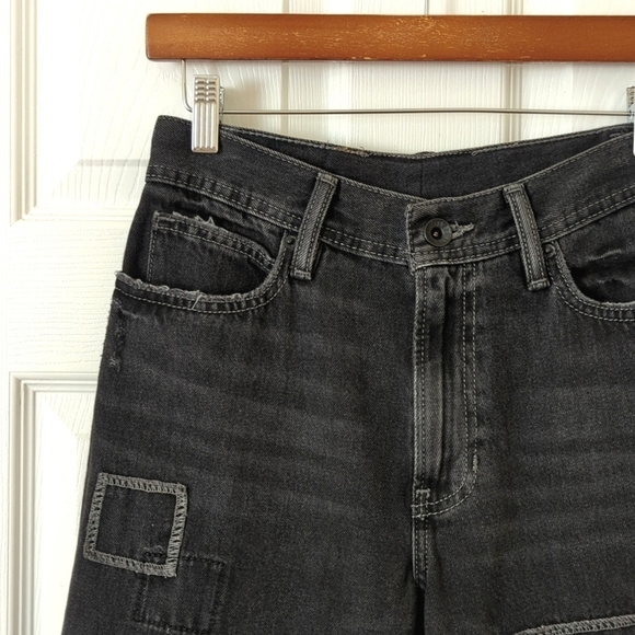 BDG Urban Outfitters Patchwork High Waisted Cropped Tapered Leg Jeans Black 27 - Picture 10 of 13